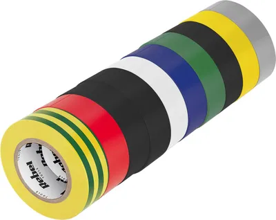 Zdjęcie produktu dla Zestaw taśm izolacyjnych REBEL (10 sztuk - 0,13 mm x 19 mm x 20 m) mix kolorów