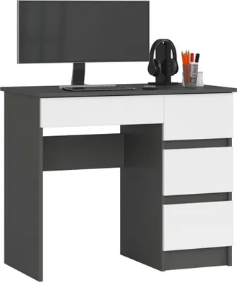 Obrázek produktu pro Psací stůl se šuplíky FENRIC - šedý / bílý, pravé provedení