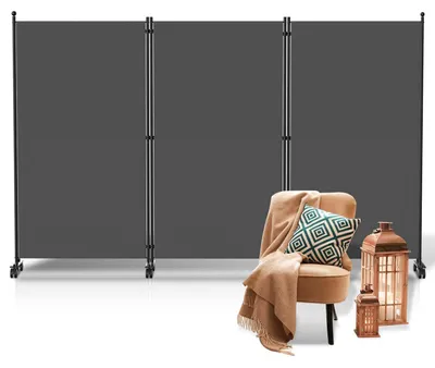 Obrázek produktu pro Paravan, rozdělovač prostoru, 3 díly, rozměry 263 x 181 cm, barva: antracit
