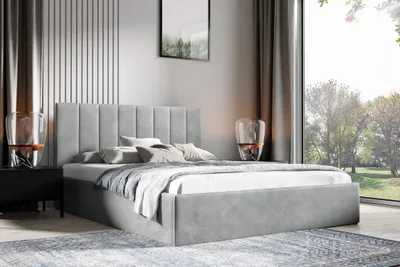 Produktbild von Polsterbett 160 x 200 cm – gestepptes Kopfteil, stabiler Sperrholz-Bettrahmen, modernes Design MONTI (Trinity 14)