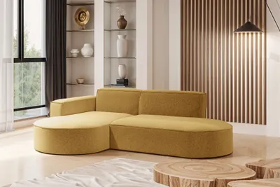 Image de Canapé d'angle design moderne en L Modena Studio tissu Raven Jaune Gauche