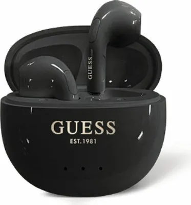 Produktbild von Słuchawki Tws Guess Glanzeffekt Ei-Form gedruckt klassisches Logo Czarny