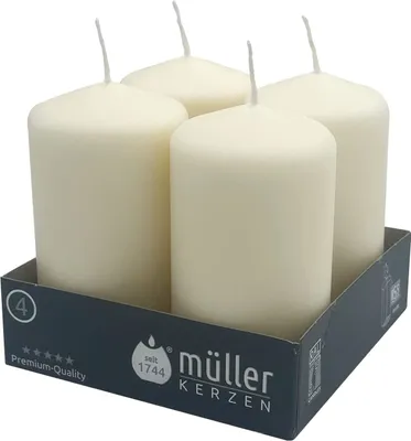 Produktbild von Müller Kerzen 24009048, Zylinder, Vanillefarbe, 20 h, 4 Stück(e)