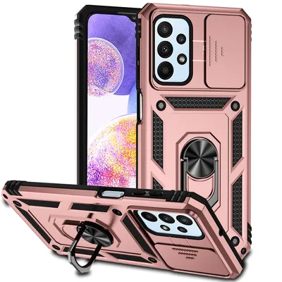 Obrázek produktu pro Pouzdro pro Samsung Galaxy A23 4G dvouvrstvé pouzdro s posuvným krytem kamery a prstencovým stojánkem Růžový