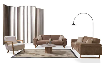 Zdjęcie produktu dla Nowoczesna sofa trzyosobowa, styl minimalistyczny, nowoczesne wnętrze, brązowa