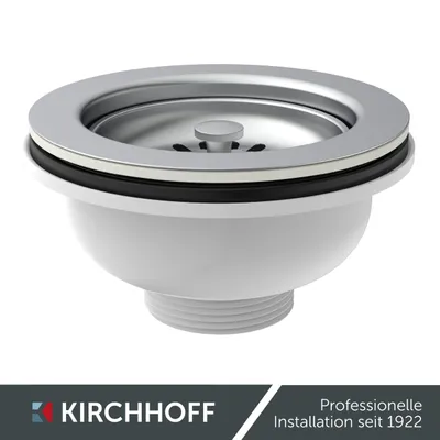 Obrázok produktu pre KS košový ventil, 1 1/2" vonkajší priemer, ventilová miska a sitko z nehrdzavejúcej ocele, Ø 114 mm