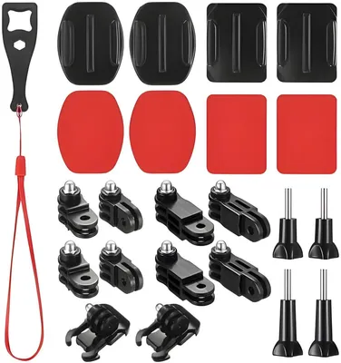 Produktbild von PolkaHome® 12-in-1 Action-Kamera-Halterungs-Zubehör-Set – Schwarz – Kompatibel mit GoPro Hero 4/5/6/7/8/9/10/11, Session, Hero3+, Hero 3