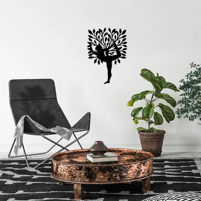Produktbild von Wallity, Yoga 2, Dekoratives Wandaccessoire aus Metall, 100 % METALL, Schwarz, 50 x 70 cm