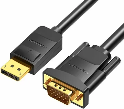 Image de Câble Displayport vers Vga Vention Hblbg 1.5M, 1080P 60Hz (Noir)