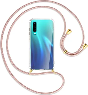 Produktbild von Handykette Backcover-Schutzhülle mit Band (Metall goldfarben) für Huawei P30 - roségold
