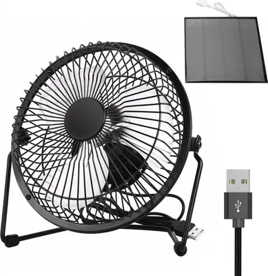 Produktbild von Bodenventilator, USB Ventilator, Windmaschine, Solar Lüfter, Solarpanel Betriebener Lüfter 5W