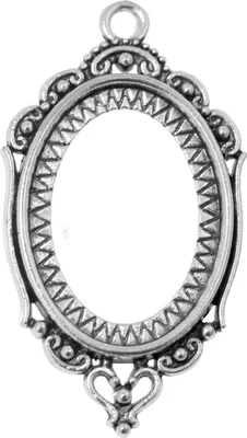 Produktbild von 10 Anhänger m. Cabochon-Fassung, oval, 42x23mm, f. Cabochon 25x18mm, Farbwahl, Farbe:antik silber