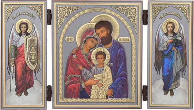 Image de Sainte Famille Icône Triptyque Chrétien Bois Voyage Autel Chrétien 16515