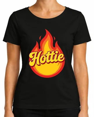 Productafbeelding van "Hottie Flamme" Retro Vintage T-shirt voor dames, grappig en y, zwart, maat L