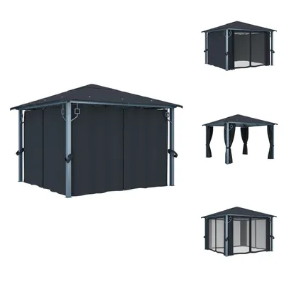 Immagine prodotto di vidaXL Padiglione con tende 300×300 cm in alluminio antracite - Padiglioni e tende per feste