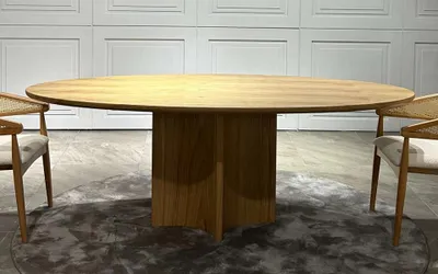 Image de Ovale Table de salle à manger Marron Tables en bois 210x100 Tables de salle à manger en bois