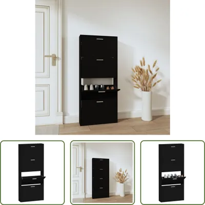 Produktbild von The Living Store Schuhschrank Schwarz 59x17x150 cm Holzwerkstoff