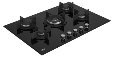 Produktbild von Beko HILW 75222 SL, Schwarz, Integriert, 75 cm, Gaskochfeld, Glas, 5 Zone(n)