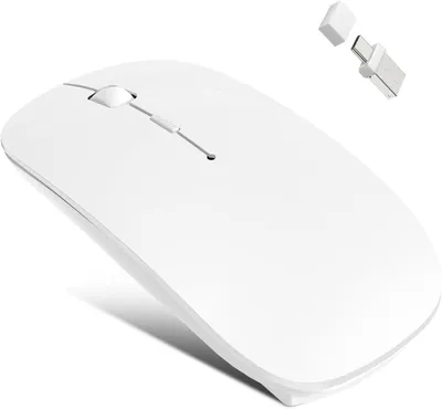 Produktbild von Bluetooth Maus für MacBook Pro/Air/Mac/iPad/Laptop/Desktop/Mac/PC/Computer/Telefon - Tragbare schlanke, leise Büromäuse mit USB-C-Adapter 2,4 GHz