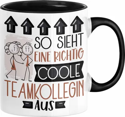 Produktbild von Teamkollegin Geschenk Tasse Lustig Geschenkidee für Teamkollegin Geburtstag So Sieht Eine Richtig Coole Teamkollegin Aus Frauen Spruch (Schwarz)