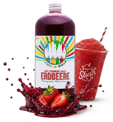 Produktbild von Rainbow Slush Sirup Erdbeere 1 Liter 1:5 AZO frei ohne Glyzerin Konzentrat