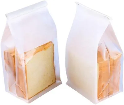 Produktbild von Brotbeutel, 50 Stück - Papierbeutel für Brot mit durchsichtiger Vorderseite - Kraftpapier-Beutel mit Verschlussband - m-winkel