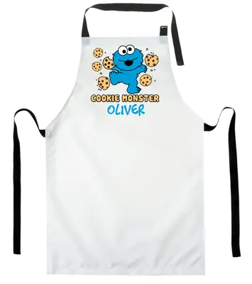 Produktbild von Personalisierter Kinderschürze Kind Malschürze Kunstkittel Kochschürze Apron Werkschürze Plätzchen-Monster mit Name [074]