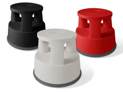 Immagine prodotto di Sgabello con rotelle, base a zampa di elefante, in plastica, T7, rosso