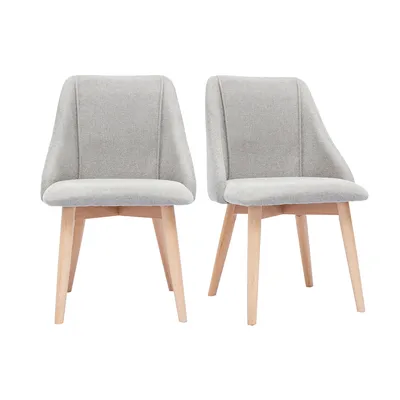 Produktbild von Miliboo - Stühle aus grauem Stoff mit Samteffekt und massivem Buchenholz (2er-Set) HIGGINS