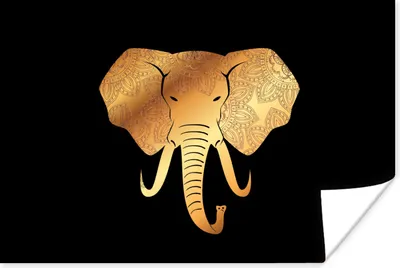 Produktbild von MuchoWow® Poster Elefant - Tasse - Gold - Muster 120x80 cm - Bilder