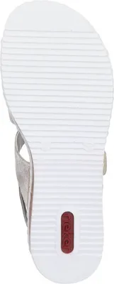 Produktbild von Rieker Damen Sandale Metallic Klettverschluss Keilabsatz V3666, Größe:42 EU, Farbe:Gold