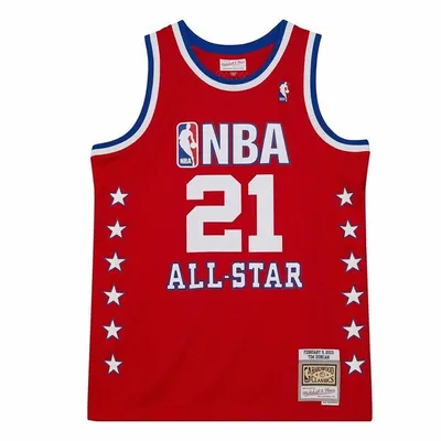 Imagen del producto de Camiseta de baloncesto Mitchell & Ness All Stars West, número 21, modelo Swingman, color rojo - Talla M