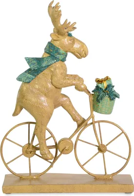 Produktbild von Elch auf Fahrrad | Polyresin braun | 17 x 25 cm | Winter- & Tischdeko | 22500