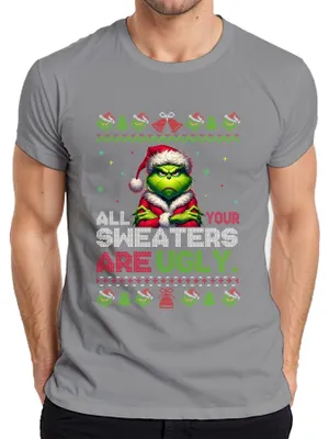 Obrázek produktu pro Pánské vtipné tričko Grinch Christmas, šedá, M