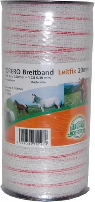 Produktbild von Torero Breitband Leitfix 200 m 38 mm weiss/rot Weidezaun Litze