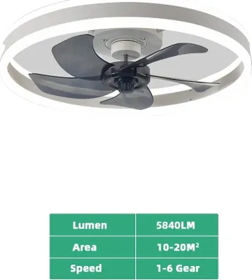 Obrázek produktu pro Stropní ventilátor, 6 nastavitelných rychlostí, dálkové ovládání, bílá barva, aplikace s RC stmíváním