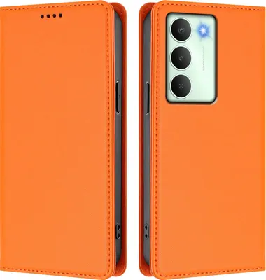 Obrázek produktu pro Kožené pouzdro pro Realme14X/Realme C75 5G, magnetické flipové pouzdro zPolyuretankůže se stojánkem Oranžová