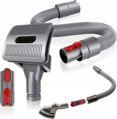 A set of vacuum cleaner attachments for pet grooming.