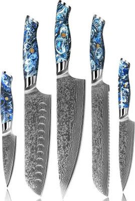 Produktbild von Set Damast Küchenmesser Akio - Hochwertige Messer für Ihre Küche KP37332