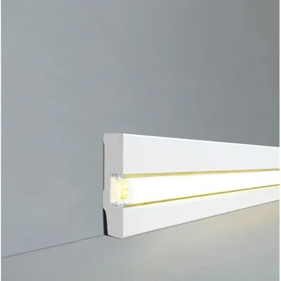 Produktbild von Sockelleiste MDF 16 x 58 Weiß RAL 9016 Foliert Fußleiste