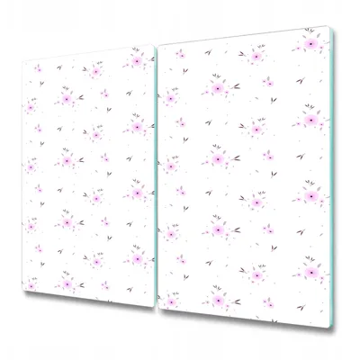 Produktbild von Küchenteller - Schneidebrett Glas - Herdabdeckung - kleine rosa Blumen