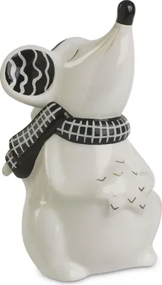 Produktbild von Deko Figur Maus mit Stern | 7,5x13 cm | Weiß Schwarz Dolomit | 70400
