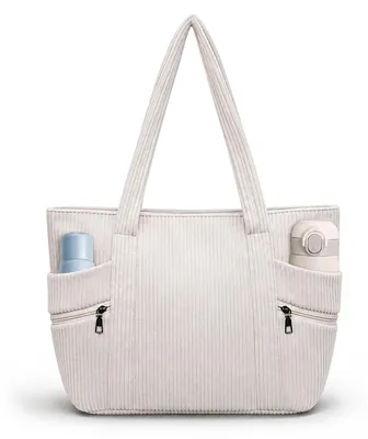 Zdjęcie produktu dla Duża torba shopper damska z tkaniny corduroy