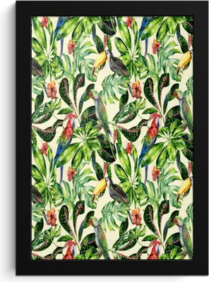 Produktbild von MuchoWow® MuchoWow® Gerahmtes Poster Blumen - Vogel - Blätter 20x30 cm - Poster mit zchwarzem Bilderrahmen - Drucken - Bilder Poster im Rahmen