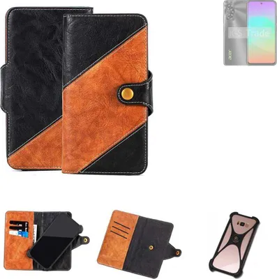 Produktbild von K-S-Trade Handyhülle Schutzhülle Bookstyle Case Wallet-Case kompatibel mit Acer Sospiro AC81 Handy Cover Bumper Klapphülle schwarz hellbraun 1x