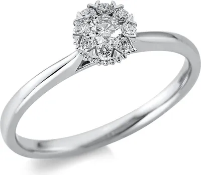 Produktbild von Ring aus 750 Weißgold 8 Brillanten 0,12ct TW-SI 1 Brillant 0,11ct TW-SI Innenumfang 54mm  Ø17.2mm