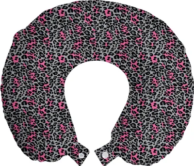 Produktbild von ABAKUHAUS Leopard-Druck Reisekissen Nackenstütze, Tier, Schaumstoff Reiseartikel für Flugzeug und Auto, 30x30 cm, Rosa Grau Schwarz