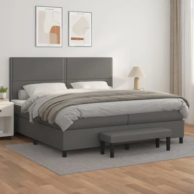 Produktbild von Design Möbel Boxspringbett mit Matratze Grau 200x200 cm Kunstleder - 2024 Neu