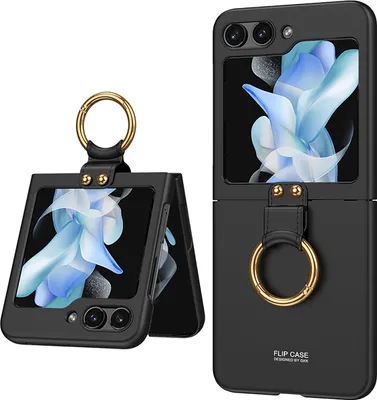 Produktbild von Hülle für Samsung Galaxy Z Flip 5 Schlank Hart PC Matt Schutzhülle mit Ringhalter Schwarz