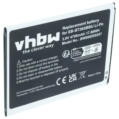 Produktbild von vhbw Akku kompatibel mit Samsung Galaxy Tab Active 2 WiFi, Active 4G, Active 4G LTE, Active LTE, Active 8.0 Tablet Pad (4700 mAh, 3,8 V, Li-Polymer)